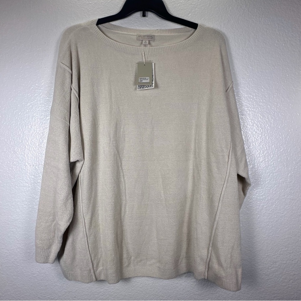 Barefoot Dreams Women's Almond Boat
Neck Pullover Sweater Jersey Knit 2X